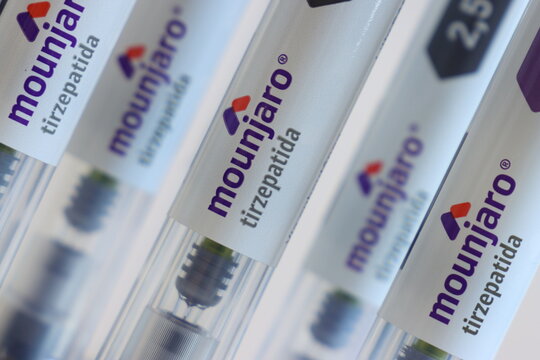 Mounjaro tirzepatide injection pens and box for diabetes and obesity treatment