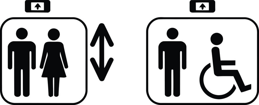 Accessible elevator and restroom facility vector illustration.