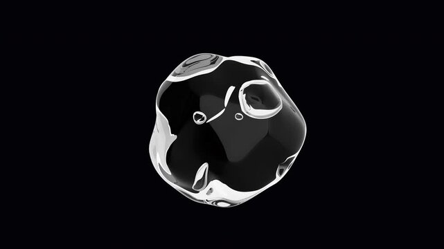 Realistic water bubble on green backdrop. Abstract liquid distorted sphere. Smooth seamless animation.