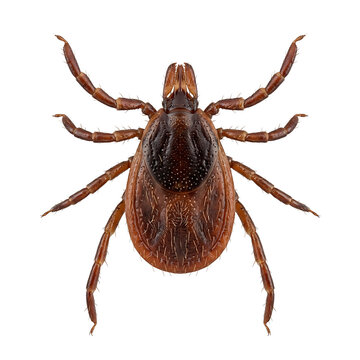 Brown tick or wood tick parasite isolated on white background