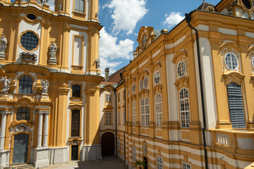 Obraz premium Stift Melk benedictine monastery architecture with beautiful yellow facades and decorative windows