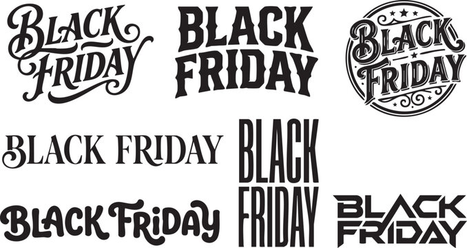Black friday typography with handwritten and stamp styles handwritten font sale