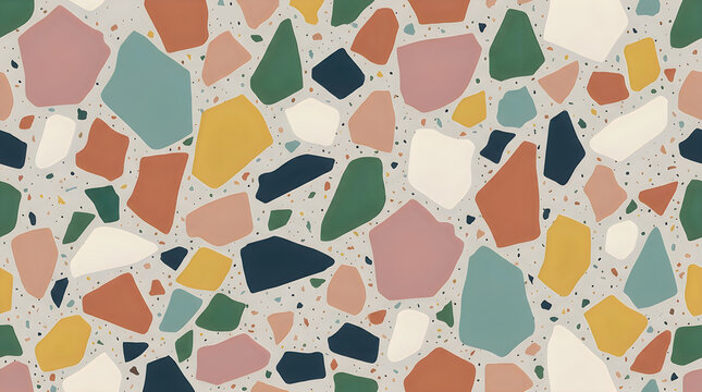 Colorful terrazzo seamless pattern with stone fragments