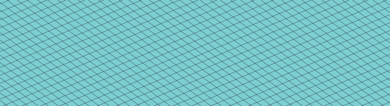 Isometric grid pattern on teal background, technical drafting paper texture, geometric blueprint layout for architectural design and engineering