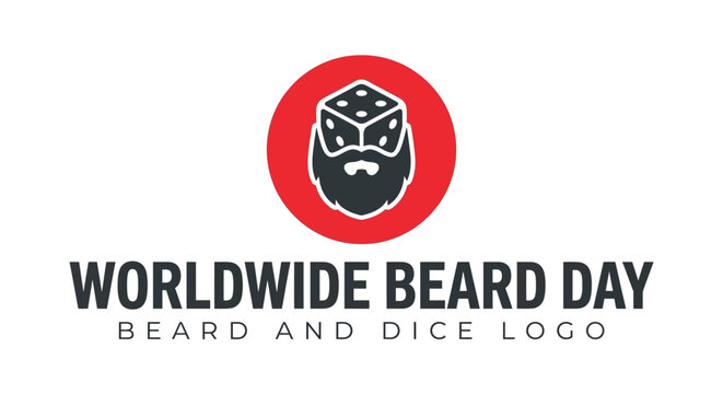 Minimalist Beard and Dice Logo Design Concept