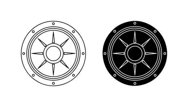 Circular Compass Rose Vector Icons, Nautical Navigation Symbols, Vintage Marine Directional Guides