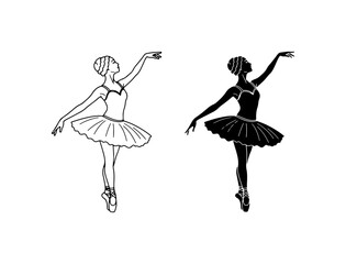 Ballet Dancer Silhouette, Elegant Female Performer, Classical Dance Poses, Vector Art Set © Jahid