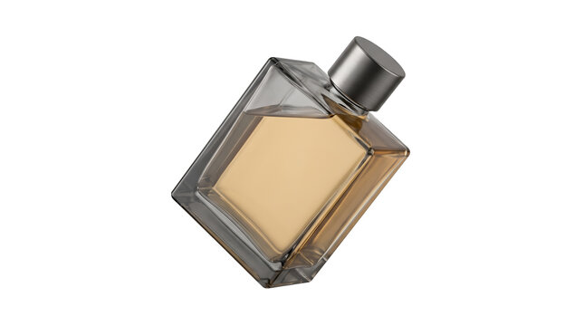 Square glass bottle of luxury gold perfume for men