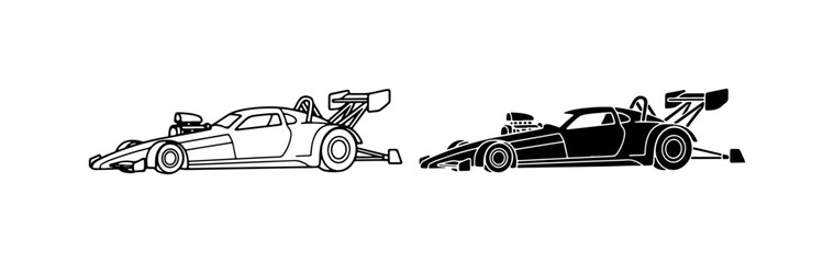 Fototapeta premium Formula 1 Race Car Vector Icons, Speeding Vehicle Graphics, Motorsport Design Elements