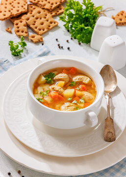turkey meatball soup with carrots and potato