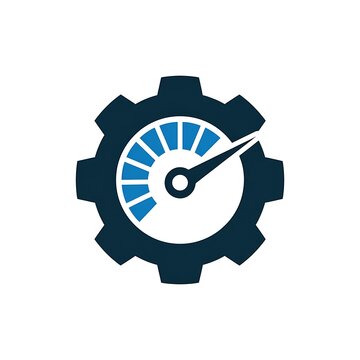 Speedometer inside a dark green gear icon
