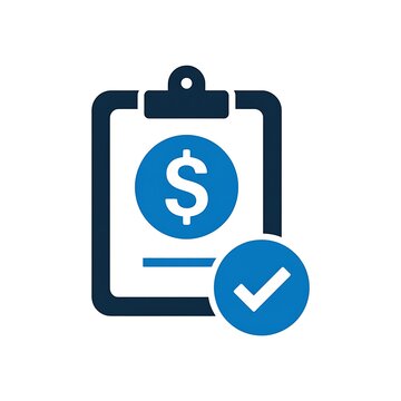 Clipboard icon with dollar sign and checkmark