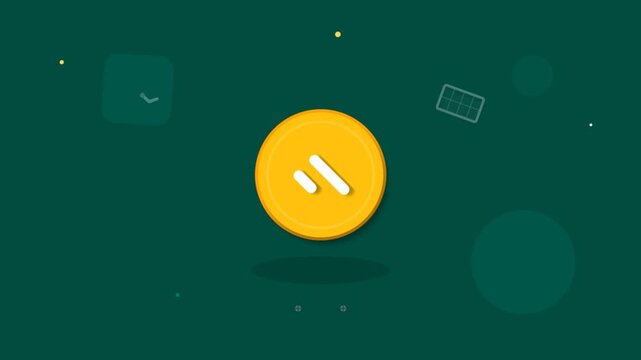 Shopping Cart Icon Animation Disassembling on Green Background