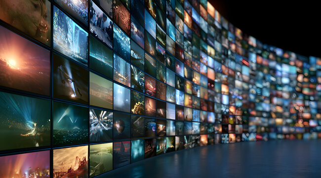 A screen wall showcasing digital channels for optimal ad placement.
