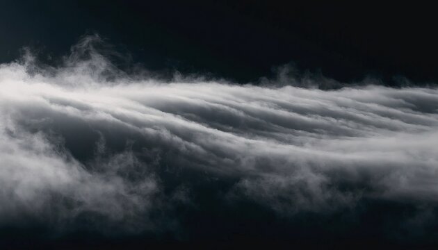 Dense rolling white smoke cloud texture on black backdrop with background atmospheric abstract