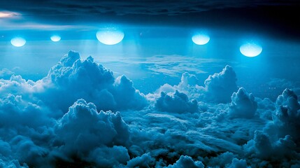 Fototapeta premium Unidentified flying objects appearing over earth during night