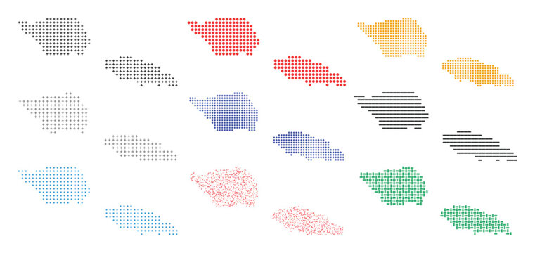 Samoa map silhouette collection featuring various artistic textures and bright tones.