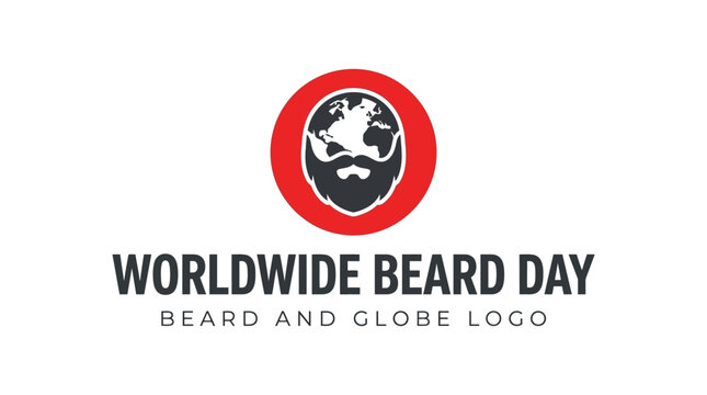 Worldwide Beard Day Logo Featuring a Globe and Beard Design