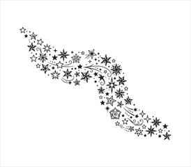 Obraz premium Black star shapes and swirls on white background decorative design element