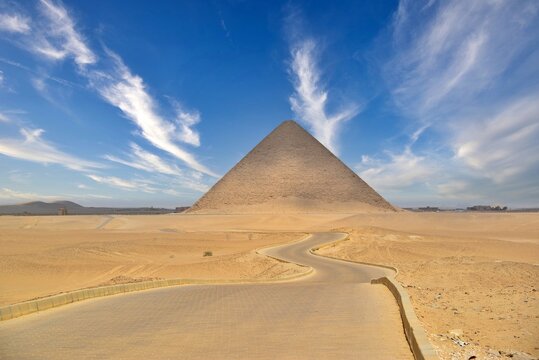 A view from the Red Pyramid in the Dahshur Pyramids area in Giza, Egypt.