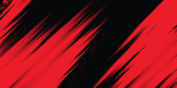 Black and red abstract grunge background with halftone style.