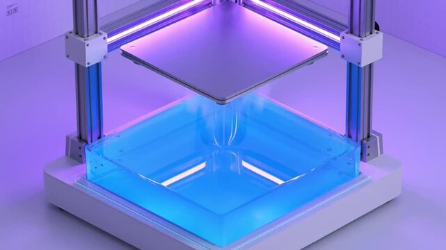 High Tech Resin 3D Printer Working with UV Light and Liquid Polymer.