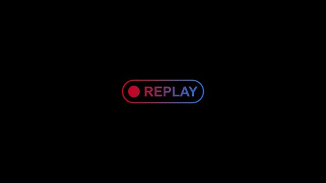 abstract replay sign icon animation with replay text on transparent background,rewind and repeat button symbol for live streaming 4k