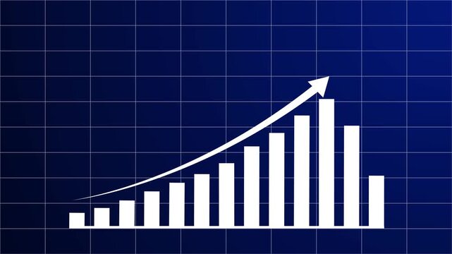 Business growth concept in allusive graph chart showing marketin Statistics bars columns growth, arrow up. Finance, Bar graph going up, Profit concept, positive increase chart. 