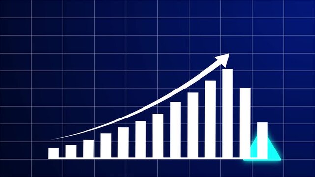 Business growth concept in allusive graph chart showing marketin Statistics bars columns growth, arrow up. Finance, Bar graph going up, Profit concept, positive increase chart. 