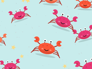 Fototapeta premium Funny Crabs Summer Vacation Pattern Design
