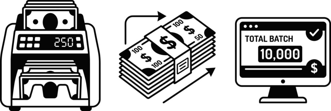Money counting machine and financial batch processing