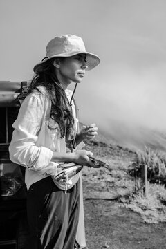 Woman hiker on Isabella, Galapagos