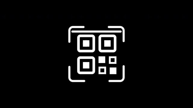 Animated QR code scanner icon on black background