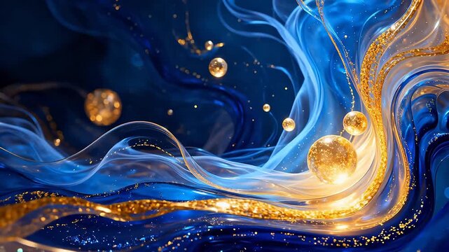 Abstract flowing blue and gold light