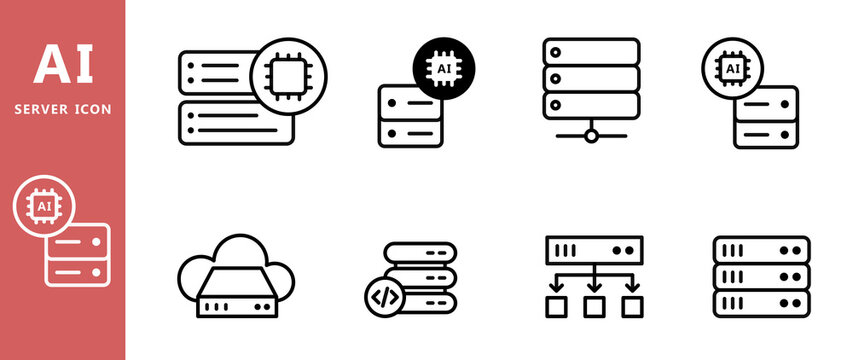 ai server icon artificial intelligence database technology vector