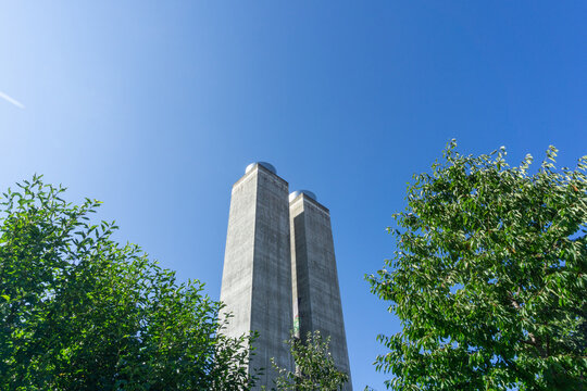 Tall concrete towers shaping Oslo city skyline