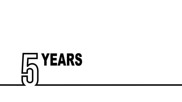 5 years anniversary or birthday isolated on white background. Linear outline graphics. 5 year celebration and congratulation design element. Can be used for printing materials, covers, reports.