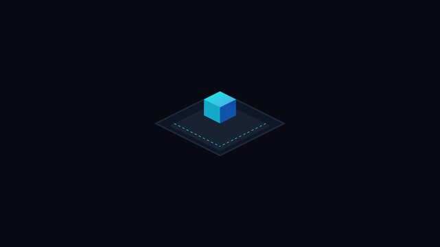 Isometric blue cube digital platform animation for tech and data visualization 4k