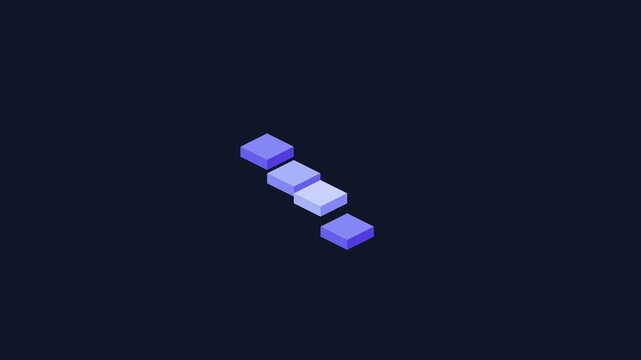 Isometric loading bar animation with progress blocks for digital interface 4k