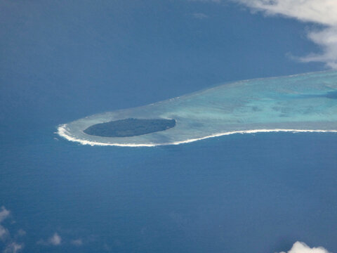 Aerial view of Pisaras Island, Chuuk State, Federated States of Micronesia