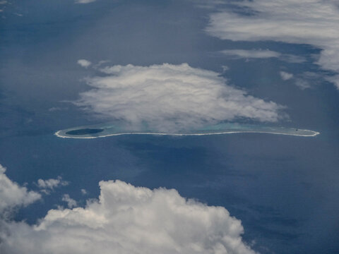 Aerial view of Pisaras Island, Chuuk State, Federated States of Micronesia