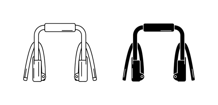 Push Up Bars, Fitness Equipment, Workout Gear, Exercise Tool, Strength Training, Bodybuilding, Gym Accessory, Black and White Icons