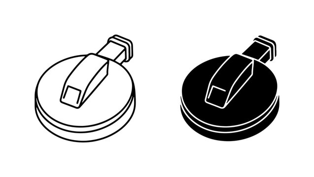 Circular Zipper Pull, Round Slider Tab, Clothing Fastener Icon, Apparel Accessory Vector