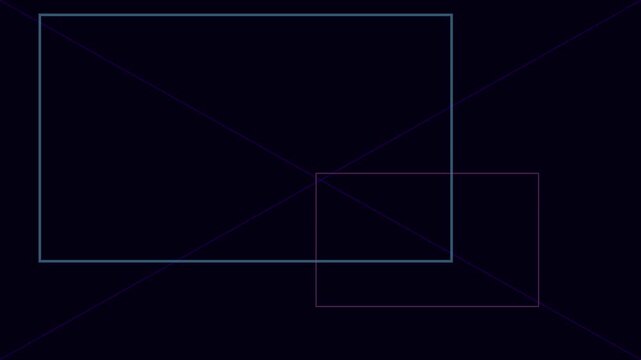 Minimalist abstract geometric animation 4k background, with neon rectangles, and intersecting lines, for modern digital, and tech presentations
