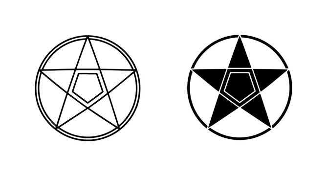 Pentagram Symbols, Occult Star Icons, Mystical Geometric Designs, Esoteric Circle Graphics