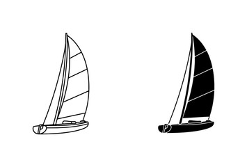 Sailboat Icons, Nautical Vector Graphics, Marine Transportation Symbols, Sailing Vessel Illustrations © Jihad