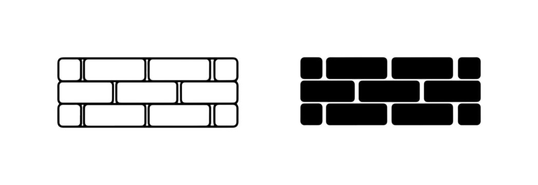 Brick Wall Icons, Construction Texture Patterns, Building Material Graphics, Exterior Facade Elements