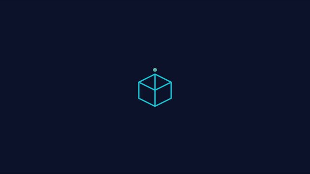 Minimalist animated cube with pulsing dot, abstract geometric motion for technology and digital interface animation 4k