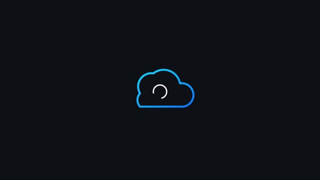 Minimalist cloud loading animation with rotating spinner for digital interface and web ui 4k