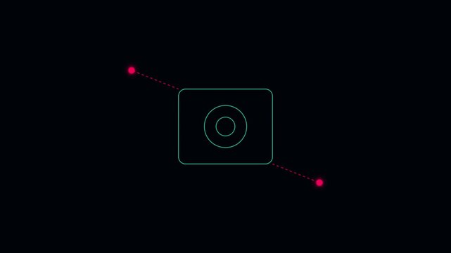 Minimalist digital camera hud interface animation with pulsing data points 4k